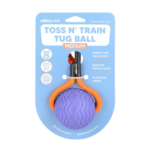Dog Ball Toy with Rope, Durable EVA Foam Floating Dog Toy, Interactive Fetch & Toss n’ Train Tug Ball for Dogs, Bouncy Pet Ball for Outdoor Indoor Play - Purple, Medium - color: Purple, size: Medium