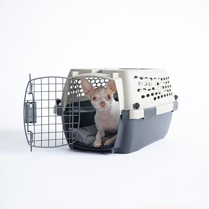 Petmate Vari Dog Kennel Portable Airline-Friendly Carriers & Crates for Small Dogs and Puppies, Durable Plastic, Pet Carrier For Home and Travel, XS Extra Small 19" For Dogs Up To 10 Lbs, Taupe - size: 19.0"L x 12.5"W x 10.8"H