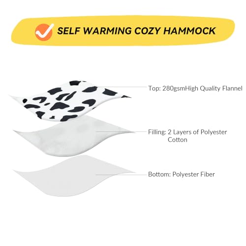 Cat and Dog Hammock Bed for Small Dogs, Brethable Wooden Cat Pet Rabbit Elevated Bed Cots Furniture for All Seasons Fleece Cow Print - color: Fleece Cow Print