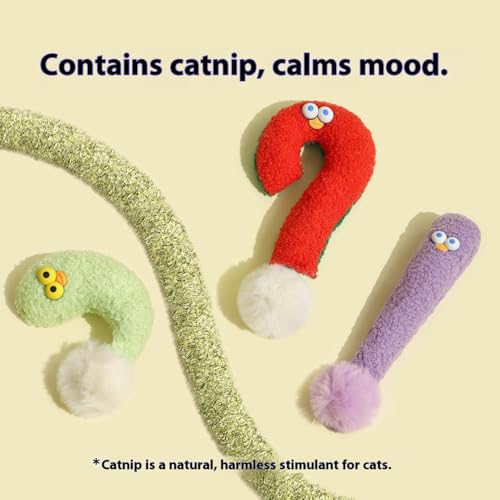 Catnip Crinkle Toy for Cats, Fun Punctuation Shape Plush Pillow Toy, Self-Play & Chewing, Soft Cuddly Cushion for Kittens (Green) - color: Green