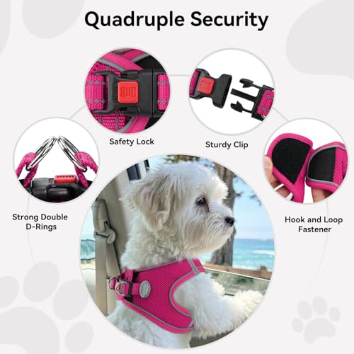 Joytale Small Dog Harness, Breathable Mesh Step-in Vest, Reflective Soft Padded Harnesses for Cats, Puppies and Extra Small Dogs, Hot Pink, XXS - color: HotPink, size: XXS--Chest: 12-13.5''