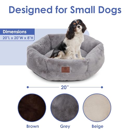 American Kennel Club Round Plush Dog Bed - 20" Cozy Donut Design for Small Pets, Ultra-Soft Washable Pet Bed with Non-Slip Bottom, Durable High-Loft Filling, Gray - color: Gray