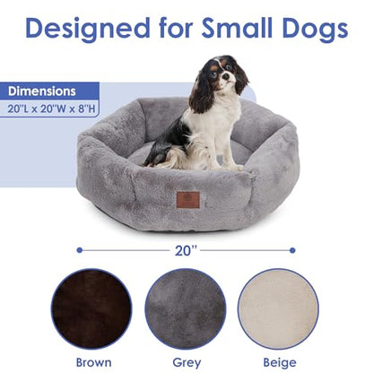 American Kennel Club Round Plush Dog Bed - 20" Cozy Donut Design for Small Pets, Ultra-Soft Washable Pet Bed with Non-Slip Bottom, Durable High-Loft Filling, Gray - color: Gray