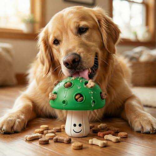 Fuzzl Eco Rubber Large Magic Shroom Puzzle Enrichment Toy - Green - Long Lasting Dog Treat Toys for Aggressive Chewers Strong Dog Toy for Dogs Durable Puppy Chew Toys - style: Mushroom Green