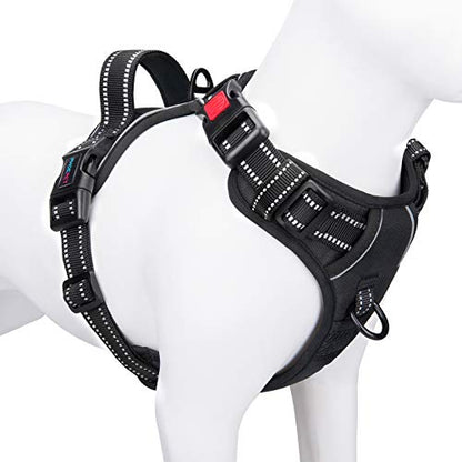PHOEPET No Pull Dog Harnesses for Small Dogs Reflective Adjustable Front Clip Vest with Handle 2 Metal Rings 3 Buckles [Easy to Put on & Take Off](XS, Black) - color: Black, size: Extra Small