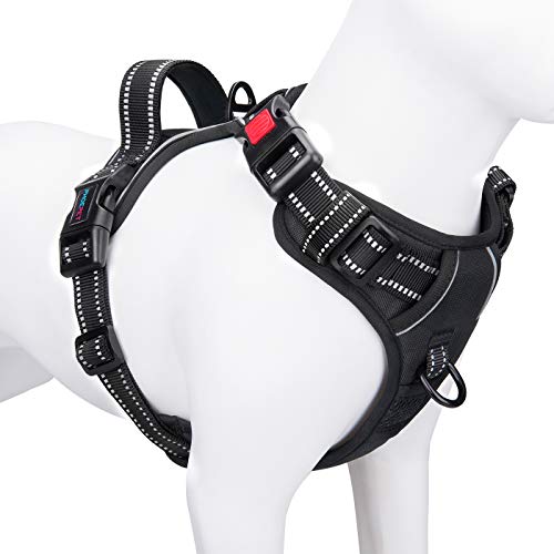 PHOEPET No Pull Dog Harnesses for Small Dogs Reflective Adjustable Front Clip Vest with Handle 2 Metal Rings 3 Buckles [Easy to Put on & Take Off](XS, Black) - color: Black, size: Extra Small