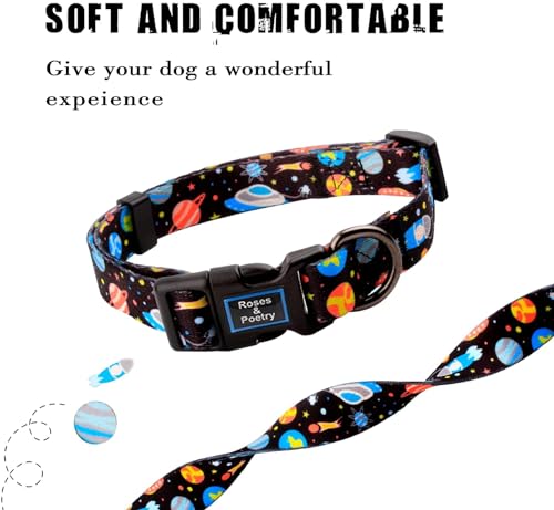 Roses&Poetry Dog Collar with Colourful Star Patterns, Adjustable Durable Puppy Collars for Small Medium Large Dogs (Star-S) - color: Star, size: S
