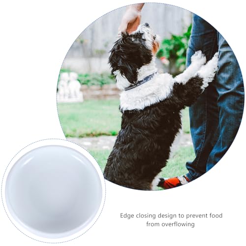PRETYZOOM Ceramic Cat Water Bowl Pet Feeding Bowl with Anti-Spill Design White Closed Rim Pet Feeder for Indoor Cats for Food and Water