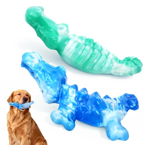 BoYoYo Tough Dog Toys for Aggressive Chewers 2 Pack, Indestructible Dog Toy for Large Dogs, Durable Dog Toys to Keep Them Busy for Large Breed, Teeth Cleaning and Training, Beef Flavor - color: Blue&Green