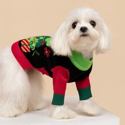 Fitwarm Cozy Dog Christmas Sweater, Thermal Winter Clothes for Small Dogs, Boy & Girl, Holiday Pet Apparel, Black, Red, Green, Yellow, XS - color: Christmas Tree, size: X-small