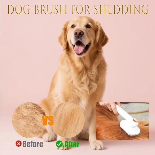 4 Set Dog Brushs for Shedding, Cleaning Kit with Grooming Brush, Dog Brush, Pet Hair Removal Glove and Storage Bag, Self-Cleaning Grooming Kit for Long/Short Hair, Best Cleaning Kit