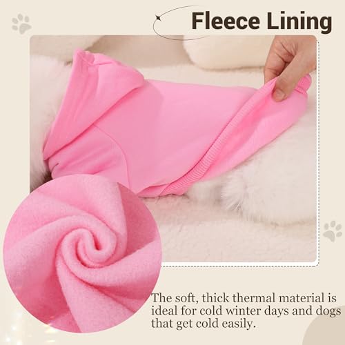 Pet Hoodie Dog Sweater for Small Dogs Girl Boy, Winter Puppy Sweatshirts with Pockets Hood, Warm Fleece Lined Dog Clothes Chihuahua Coat Clothing Puppy Cat Custume, XL - color: Rose+Pink, size: X-Large