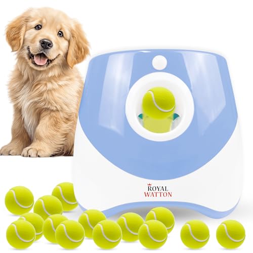 Automatic Ball Launcher for Dogs with 10 Tennis Balls (2 inch), Dog Ball Launcher with 3 Range Modes (10/20/30ft), Rechargeable Dog Balls Thrower for Small-Medium Dogs,Indoor/Outdoor Pet Fetch Machine - color: Blue