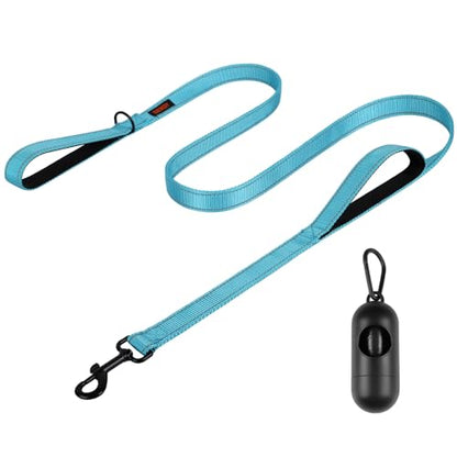 Heavy Duty Dog Leash with 2 Handles - 5FT Reflective Anti-Pull Training Lead for Medium & Large Dogs, Double Handle Leash with Padded Grip, Durable Nylon Pet Leash (Blue) by [CHENEDY] - color: Blue, size: 60 Inch\5FT