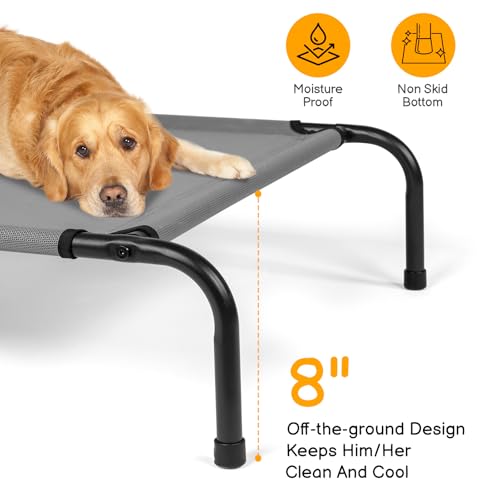Elevated Dog Bed Waterproof Outdoor， Cooling Elevated Dog Bed, Washable Pet Bed, Hammock Cot with Durable Frame, 50" D x 31" W x 8" H