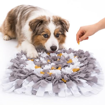 Snuffle Mat for Dogs | Travel-Friendly & Durable Dog Sniff Mat | Encourages Foraging, Slow Eating, Mental Stimulation & Stress Relief | Interactive Dog Enrichment Mat for Puppies & Adult Dogs (Grey) - color: Light Gray