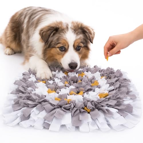 Snuffle Mat for Dogs | Travel-Friendly & Durable Dog Sniff Mat | Encourages Foraging, Slow Eating, Mental Stimulation & Stress Relief | Interactive Dog Enrichment Mat for Puppies & Adult Dogs (Grey) - color: Light Gray