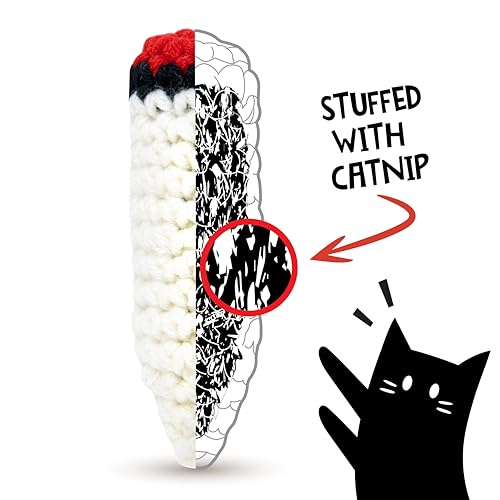 LIT LABS Catnip Doobies Toy Kittie J's Pre-Rolled Cone Form 3 inches Long - Handmade Crocheted - Entertain Your Cat with Hilarious Cartoon J's: Perfect Cat Gift, Comes in a 2-Pack - style: 2 Pack - Crocheted