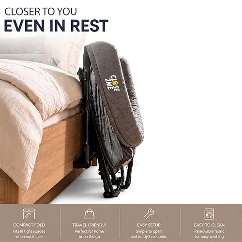 Englacha Close2Me Elevated Pet Bed - Bedside Mattress for Cats and Small Dogs - Comfortable, Cozy Design with Tool-Free Installation - Foldable for Easy Transport, Carry Bag Included
