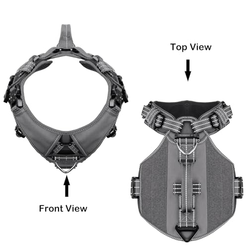 ICEFANG GN8 Tactical Dog Harness with 4X Metal Buckles for Small Sized Dogs,Reflective in Training Walking K9 Dog Vest,No-Pull Front Leash Clip,Adjustable Pet Harness (Grey, Small (Pack of 1)) - color: Grey, size: Small (Pack of 1)