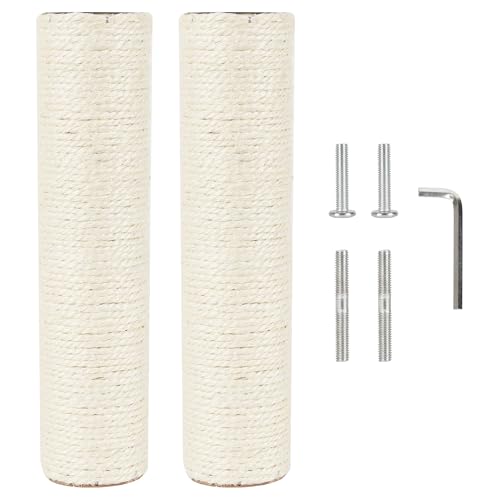 2.9in 7.4cm Diameter Cat Tree Replacement Post Parts Sisal Scratching Pole (M8, 30cm/11.8in) - color: 30cm/11.8in*2poles, size: M8