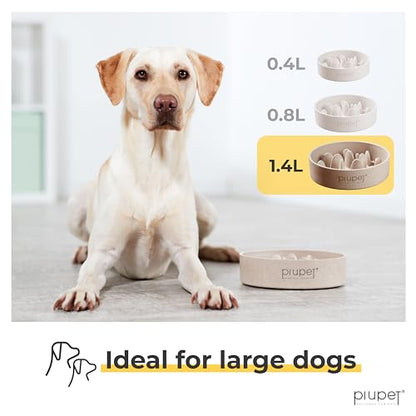 PiuPet Slow Feeder Dog Bowl - 47 fl oz, 6 Cups Capacity, Dishwasher Safe - Slow Feeder Dog Bowl with Anti-Slip Pads - size: 47 fl oz