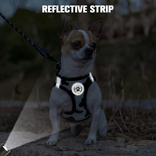 BEAUTYZOO Small Dog Harness and Leash Set, Cow Print Step in Dog Harness No Pull No Choke Puppy Harness Reflective for XXS XS S Dogs Cats, Soft Padded Mesh Vest Harnesses Girl and Boy Pets - color: Black White, size: Small(Chest Girth 14.5" - 16")