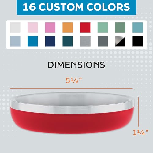 Master Pet Supply Stainless Steel Cat Bowls - 9 oz Heavy Duty - Crimson Flame, Double Wall Extra-Thick Insulated, Non-Slip Pet Water Bowl for Cats & Pets, Anti Rust Metal, Dishwasher Safe - color: Crimson Flame