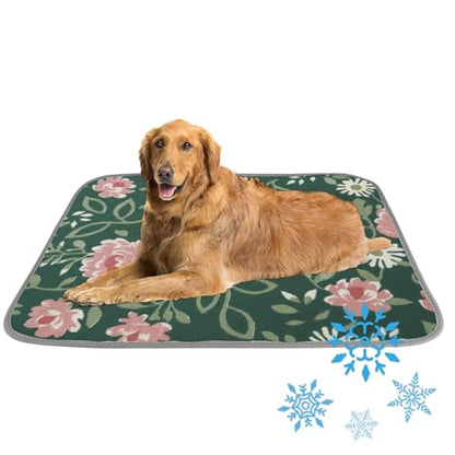 Dog Cooling Blanket Ice Silk Cooling Gel Mat for Dogs Garden Flowers Dog Bed Washable Pet Pad 28" X22" Cool Mats for Dogs Blanket Crate, Bed, Indoor& Outdoor Floor, Car Seats