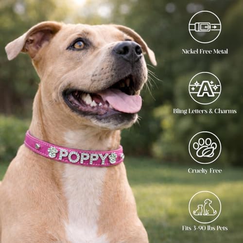 Rhinestone Dog Collar | Light Pink Sparkle | Personalized Dog Collar | Rose Gold Dog Collar | Size XXS- XXL