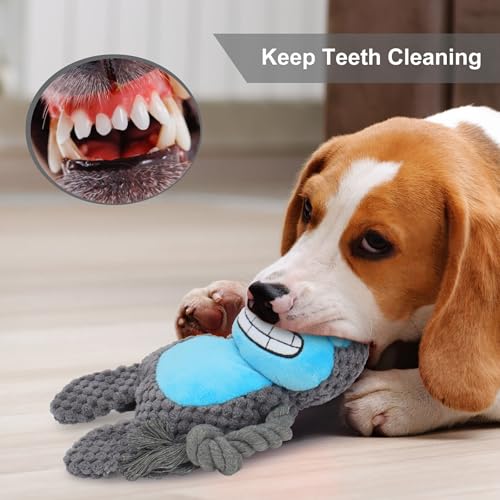 Dog Toys, Dog Squeaker Toys with Crinkle Paper, Stuffed Animal Dog Plush Chewing Toy, Cotton Rope Interactive Toys for Puppy, Small, Middle Dogs (Dark Gray Donkey) - color: Dark Gray