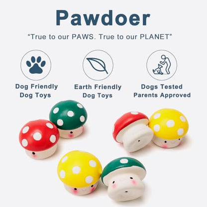 Squeaky Dog Toys, Soft Latex Squeaky Dog Ball for Small Dogs Puppies, Cute Bounce Squeak Mushroom Pet Toys - color: Mushroom - 3 Pack, size: Small