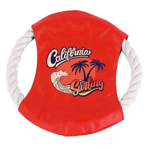 Cotton Rope Flying Disc - Durable & Safe Dog Chew Toy, Non-Toxic Interactive Frisbee for Beach, Park, Backyard Play, Ideal for Medium/Large Dogs - color: Red, size: Beach