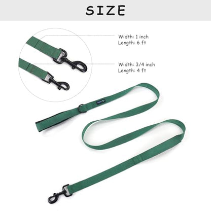 Wagtime Club Double Handle Dog Leash, 6ft Long Heavy Duty Dog Leash with Paded Traffic Handles for Extral Control and Training, Dual Handles Leads, Large Medium Small Dogs (Hunter Green) - color: Hunter Green