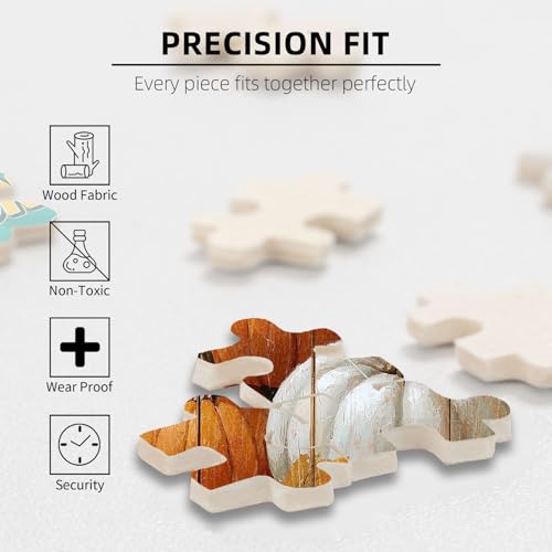 500 Pieces Jigsaw Puzzles for Adults, Fall Sunflower Pumpkin Rustic Wood Art Puzzle, Stress Relief Concentration Training Brain Teaser Puzzle 20.4x15 Inch - color: Wooden Puzzle10, size: 500 Piece pcs