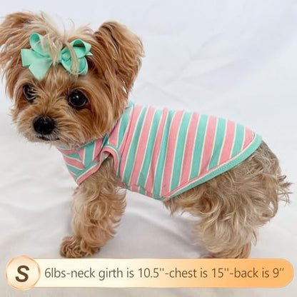 KYEESE 2Pack Dog Shirt, Soft Striped Dogs T Shirts, Lightweight Doggie Tank Top Cat Clothes, Sleeveless Dog Shirt for Small Dogs, Stretchy Pet Vest, Pink, Small - color: 01# 2Pack (Pink+Striped), size: Small (4-7lbs)