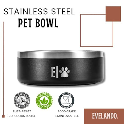 64 oz - 8 Cups Stainless Steel Dog Bowl – Triple-Insulated Pet Dish Keeps Water Cold & Food Warm – BPA-Free, Non-Slip Base – Durable & Elegant Feeding Bowl for Small & Medium Dogs & Cats - size: 64 oz / 8 cups