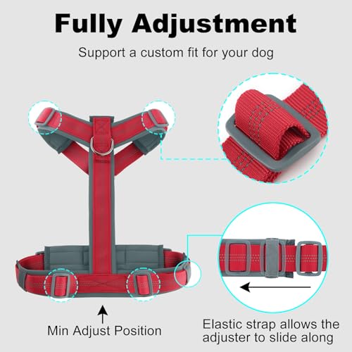 Plutus Pet No Pull Dog Harness, Adjustable Nylon Harness with Soft Padding, Reflective and Heavy Duty Dog Harness for Small, Medium, Large Dogs(Red, XS) - color: Red, size: XS
