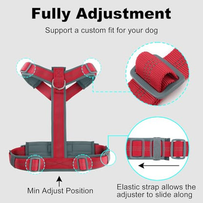 Plutus Pet No Pull Dog Harness, Adjustable Nylon Harness with Soft Padding, Reflective and Heavy Duty Dog Harness for Small, Medium, Large Dogs(Red, XS) - color: Red, size: XS