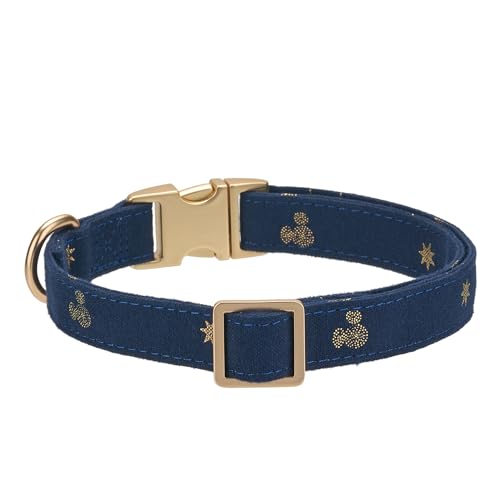 Cotton Fibric Dog Collar with High Grade Metal Buckle, for Small Dogs(Dark Blue,Small:10-15") - color: DK Blue, size: Small