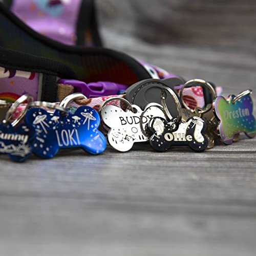 Personalized Dog Tag with 5 Lines of Custom Deep Engraved Durable Stainless Steel Pet ID Name Tag Designer Regular Size Bone - size: Regular, style: Bone