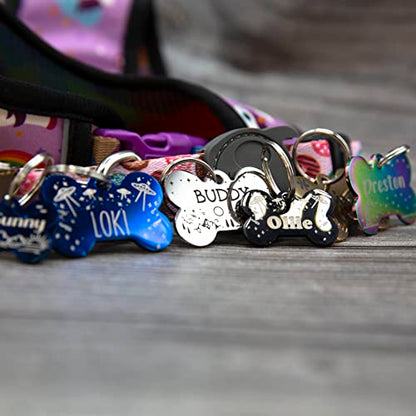 Personalized Dog Tag with 5 Lines of Custom Deep Engraved Durable Stainless Steel Pet ID Name Tag Designer Regular Size Bone - size: Regular, style: Bone