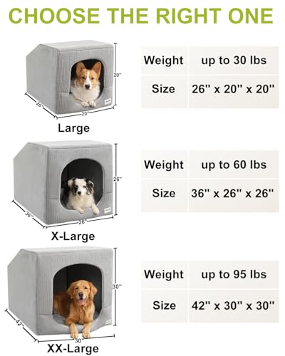 Indoor Dog House for Extra Large Medium Small Sized Dogs - Dog Tent with Washable Removable Cover, Pet Orthopedic Dog Cave Bed Egg-Crate Foam Cushion, Inside Dog House Large Space(XXL) - size: XX-Large (42"L x 30"W x 30"Th)