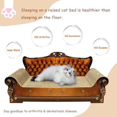 Luxury Cardboard Cat Scratcher Sofa Bed, Couch Shaped Scratching Board, Scratch Lounge with Catnip, Cat Scratcher for Indoor Cats Large Brown - color: Brown Lounge