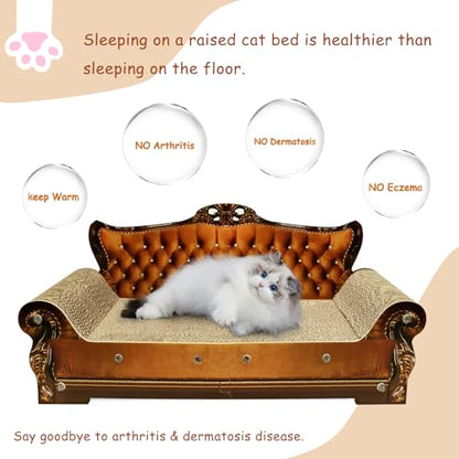 Luxury Cardboard Cat Scratcher Sofa Bed, Couch Shaped Scratching Board, Scratch Lounge with Catnip, Cat Scratcher for Indoor Cats Large Brown - color: Brown Lounge