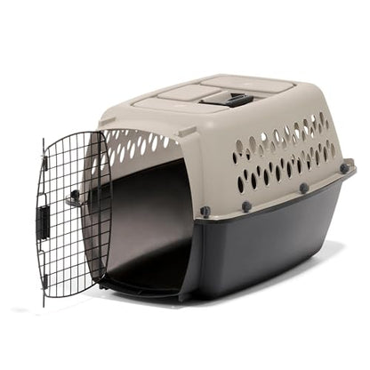 Petmate Vari Dog Kennel Portable Carriers & Crates for Smaller Dogs or Puppies and Pets 10 to 20 lbs, Airline-Friendly Plastic Pet Carrier Home and Travel, 24" Long, Taupe & Black, 24” x 16.7” x 14.5” - size: 24.0"L x 16.7"W x 14.5"H