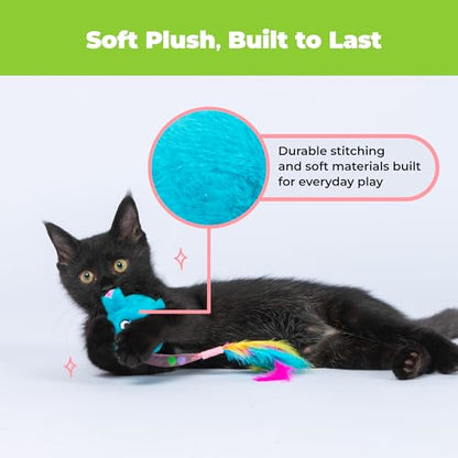 Catify by Best Pet Supplies Interactive Cat Toys – Plush, Motion-Activated & Squeaking Toys with Premium North American Catnip for Indoor Cats & Kittens - Squeaking Mice Set, Blue & Fuchsia - color: Squeaking Mice Blue & Fuchsia