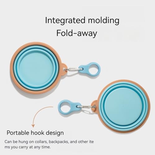 2piece Collapsible Pet Bowl 11.8oz Portable Dog Cat Food Water Bowl with Carabiner Foldable Travel Feeding Dish for Outdoor Walking Hiking