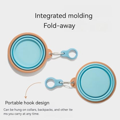 2piece Collapsible Pet Bowl 11.8oz Portable Dog Cat Food Water Bowl with Carabiner Foldable Travel Feeding Dish for Outdoor Walking Hiking