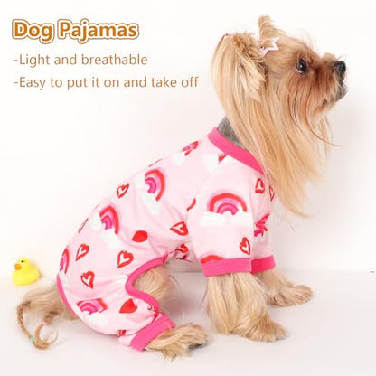 Dog Pajamas for Small Dogs, Soft Thin Pjs Jammies Cat Doggie, Summer Pet Cute Puppy Clothes Outfits Dogs Boy Girl(Red Heart, XS) - color: Red Heart, size: X-Small (Chest 11.8 in)